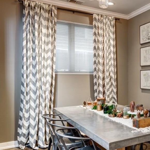 West Elm Curtains - Grey and Beige Chevron - Picture 1 of 3